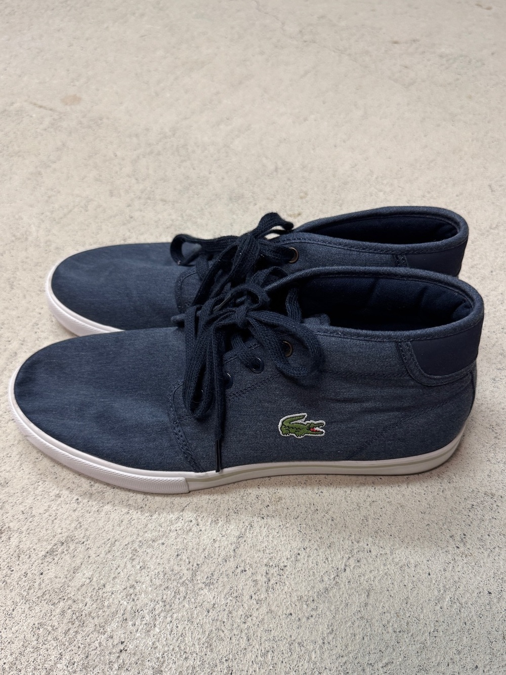 Lacoste Men's Navy Canvas Lace-Up Sneakers with White Sole